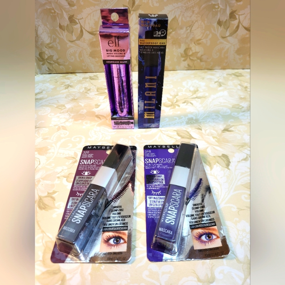 4 PC Mascara, ELF, Milani, Maybelline, NEW